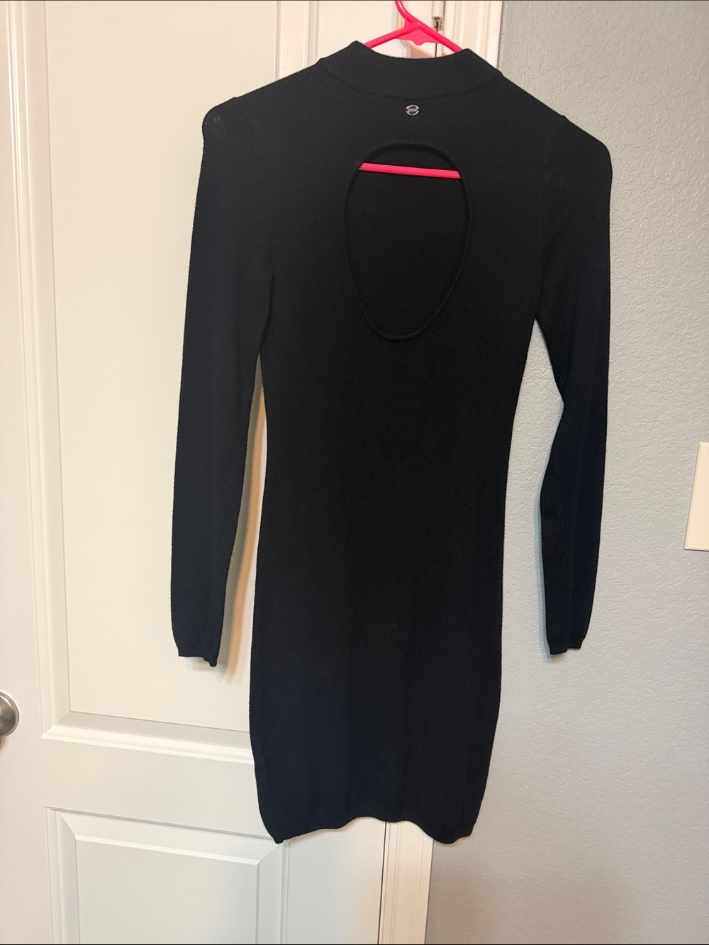 Guess Black Long-Sleeve Open-Back Knit Dress